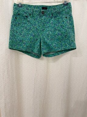J. Crew Green Floral Denim Shorts